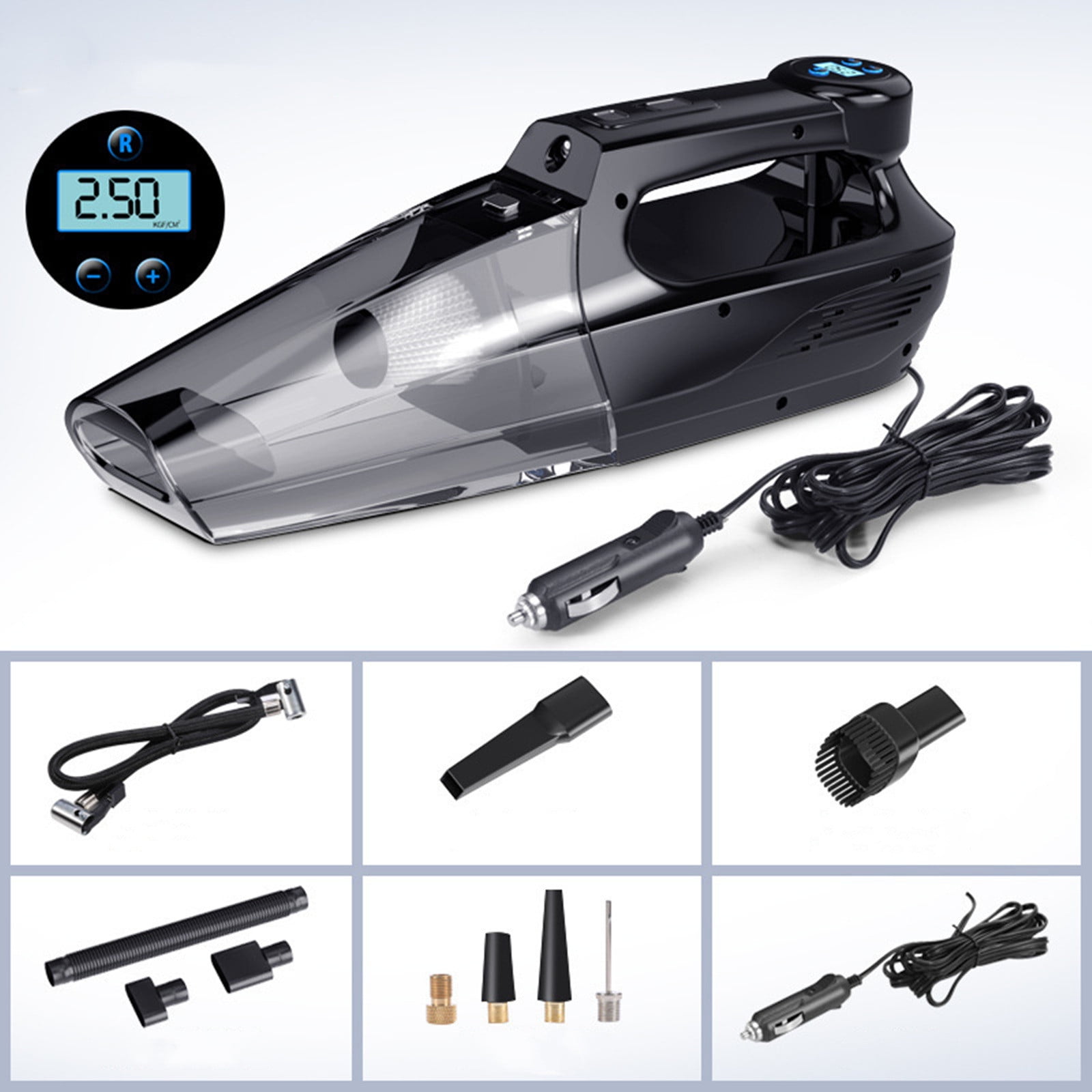 RnemiTe-amo 4-in-1 Handheld Car Vacuum Cleaner, Tire Inflator Compressor Pump Portable Vacuum For Car, Home, Office, 8000Pa Vacuum Cleaner, Pet Hair Vacuum 12V Clearance