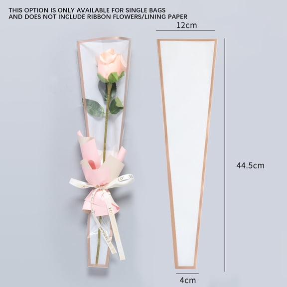 RnemiTe-amo 50Pcs Single Floral Packaging Bag,Single Rose Sleeve Carnations Flower Wrapping Paper,Flower Bouquet Sleeve Bag for Mother's day Valentines Day Wedding Birthday Gift