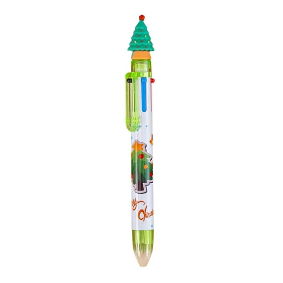 RnemiTe-amo 6 Color Christmas Ballpoint Pen Push Type Color Multifunction Marker 2ML