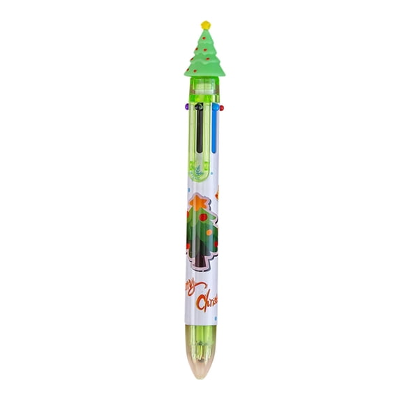 RnemiTe-amo 6 Color Christmas Ballpoint Pen Push Type Color Multifunction Marker 2ML