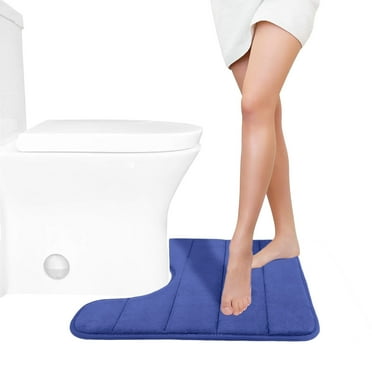 RnemiTe-amo Bathroom Rugs Set Memory Foam Bath Mats Non-Slip Bath Rug Set 3 Piece,Washable Bathroom Mats,Soft Comfortable, Water Absorption, Machine Washable,Blue