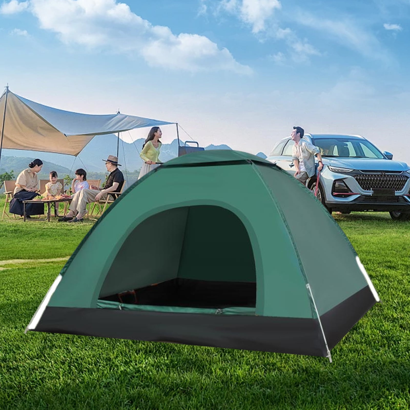 RnemiTe-amo Camping Tent 2/4 Person Instant Family Tent Up Tents Outdoor Up Automatic Family Travel Tent Portable Backpacking Ultralight Windproof