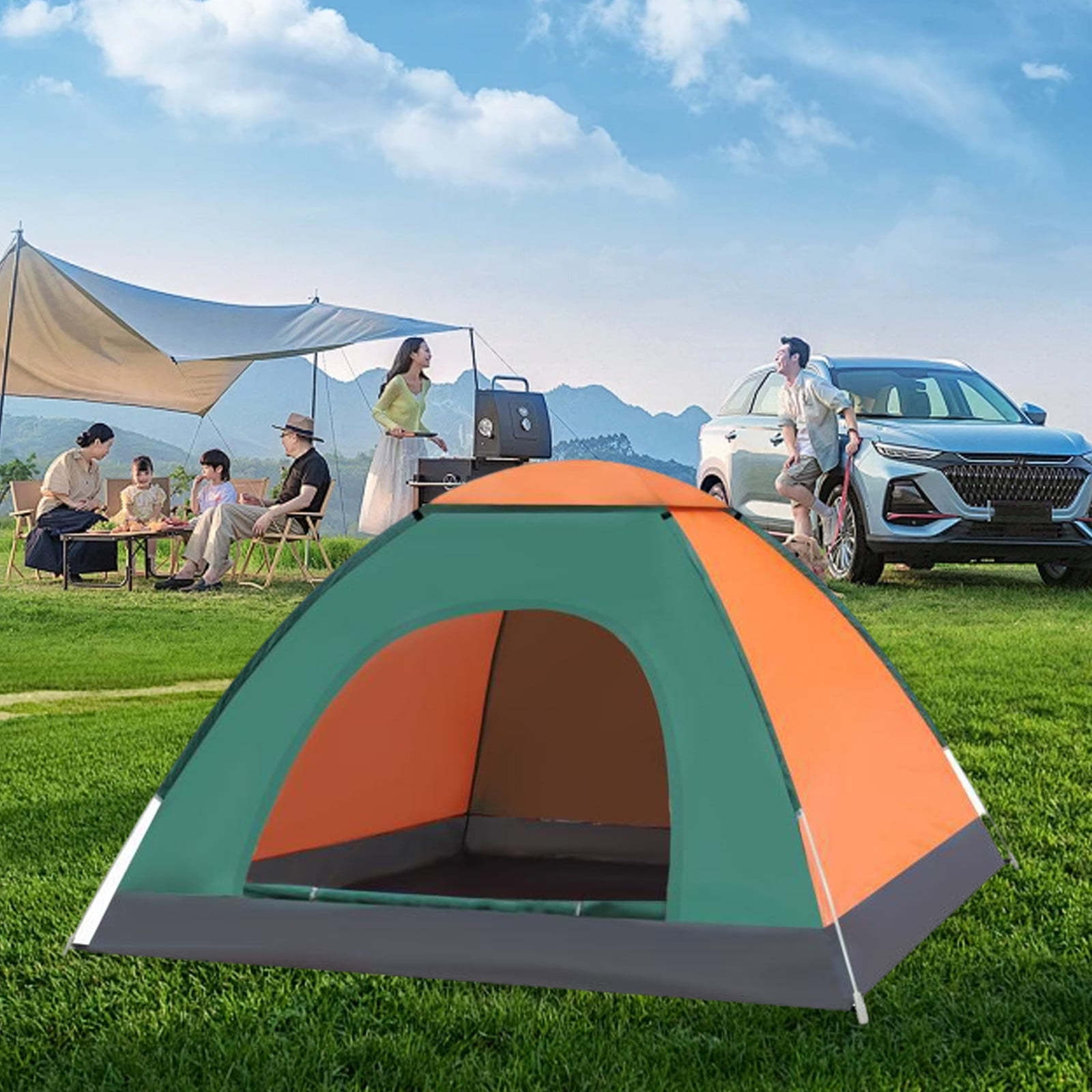 RnemiTe-amo Camping Tent 2/4 Person Instant Family Tent Up Tents Outdoor Up Automatic Family Travel Tent Portable Backpacking Ultralight Windproof