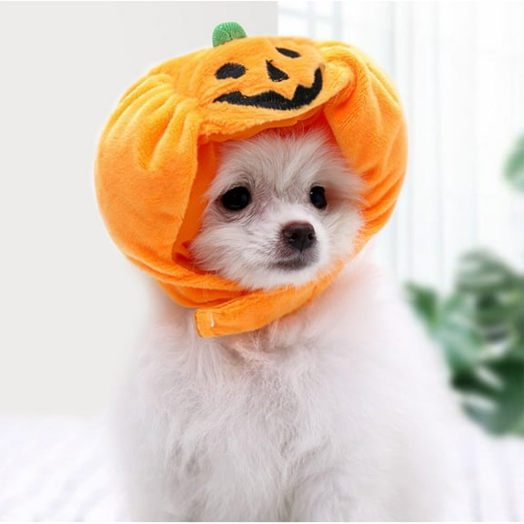 RnemiTe-amo Cat Halloween Pumpkin Costume Dog Halloween Pumpkin Hat Pet Headdress for Puppy Kitty Apparel Clothes Funny Cosplay Costumes Accessory for Halloween Party Dress Supplies