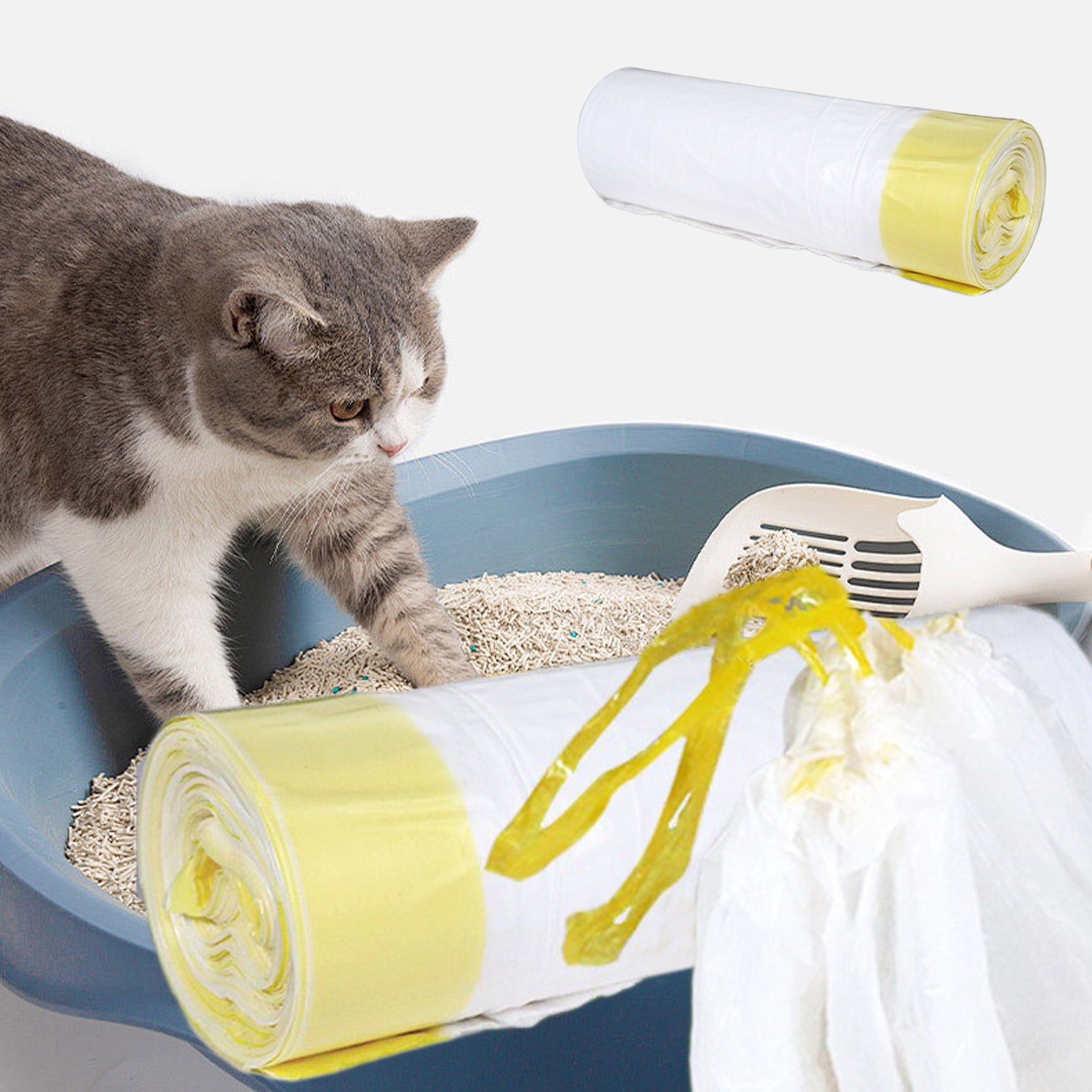RnemiTeamo Cat Litter Bags,Drawstring Litter Liner Bags Portable Cat