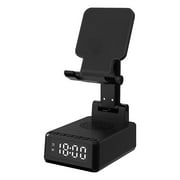 RnemiTe-amo Cell Phone Stand with Wireless Bluetooth Speaker,Alarm Clock Desktop Bluetooth Speaker Clock Alarm Multifunctional Foldable Lifting Tablet Phone Holder Wireless Charger