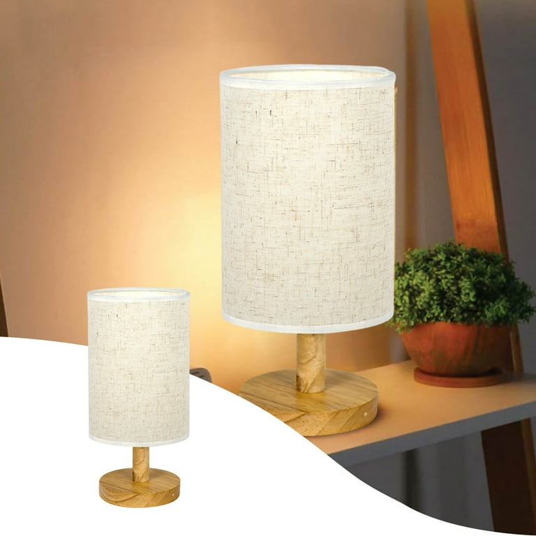 RnemiTe amo Clearance Table Lamp for Bedroom Touch Control for Bedroom Wood 3 Way Dimmable Nightstand Lamp with Round Flaxen Fabric Shade for Living