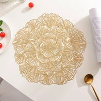 RnemiTe-amo Clearance！Valentines Placemats for Dining Table of 1,Round Placemats for Dining Table Metallic Pressed Vinyl Table Hollow Out Blooming Rose Place Mats for Banquet Wedding