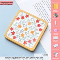 RnemiTe-amo DIY Glass Mosaic Tiles for Crafts,Mixed Color Mosaic Kit with Bamboo Coaster, Crafts for Adults Mosaic, Crafts Materials Package, Mosaic Supplies