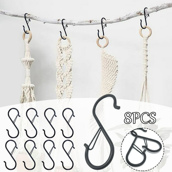RnemiTe-amo 8 Pcs S Hooks For Hanging S Shaped Hooks For Kitchen Utensil And Closet Rod