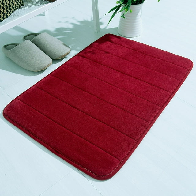 RnemiTe-amo Deals！Absorbent Memory Foam Bath Mat Rug, Ultra Soft Non Slip Bathroom Rug,Water Absorbent and Machine Washable Bath Rug for Bathroom, Shower, and Tub, 24" x 17",Red