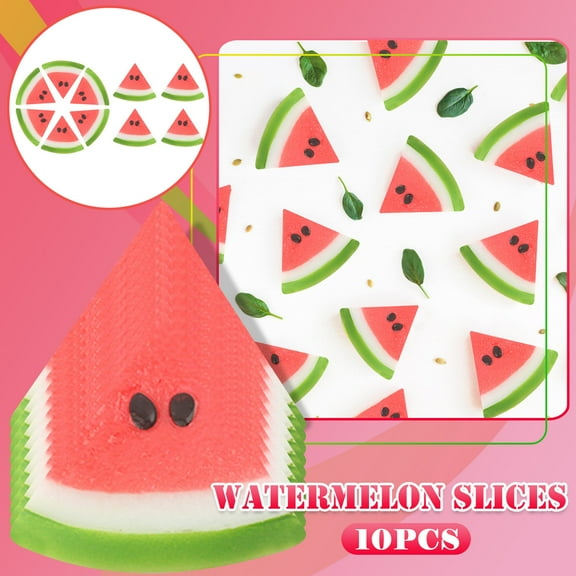 RnemiTe-amo Artificial Plastic Red Watermelon Slice Realistic Fruit Decoration (10 Pieces)