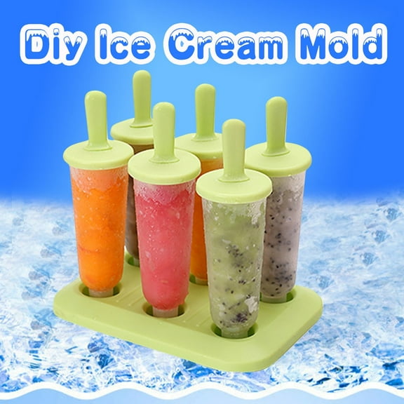 RnemiTe-amo Ice Molds，6PC/1 Set Circular Silicone sicle Mould With Lid Ice Tray DIY Ice Cream