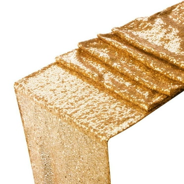 Efavormart 108" Sparkly Metallic Gold Foil Thin Mesh Polyester Table Runner - 25GSM - Walmart.com