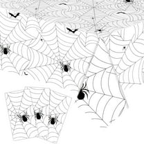 RnemiTe-amo Halloween Decorations Indoor/Outdoor, Spill-Proof Spider Web Tablecloth, Halloween Disposable Tablecloth Plastic Rectangular Table Cover Halloween Party Tablecloth