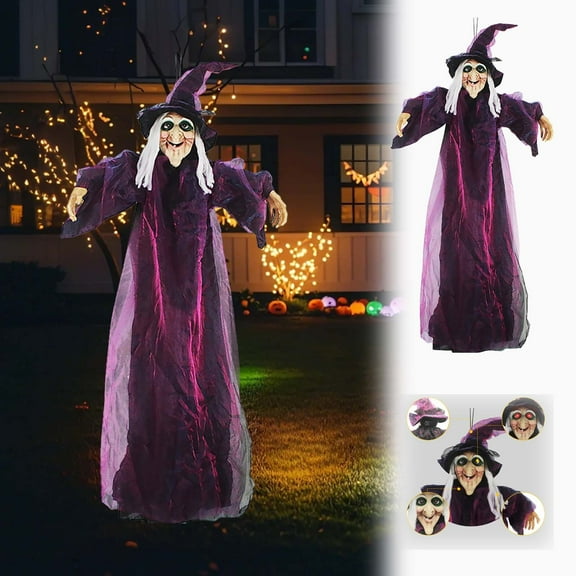 RnemiTe-amo Halloween Outdoor Decoration Animated Zombie GroundbreakerHalloween Decorations Long Hair Luminous Ghost Hanging Ghost Toys Haunted House Terrifying Layout Props