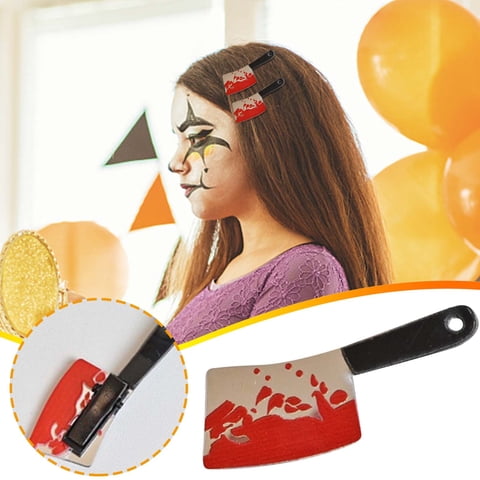 RnemiTe-amo Halloween on Sale 2 Pack Knife Hair Clip Women's Fashion Halloween With Blood Hair Accessories Girls Cosplay Party Hair Accessories Punk Hair Clips Hair Clips Knife Clip