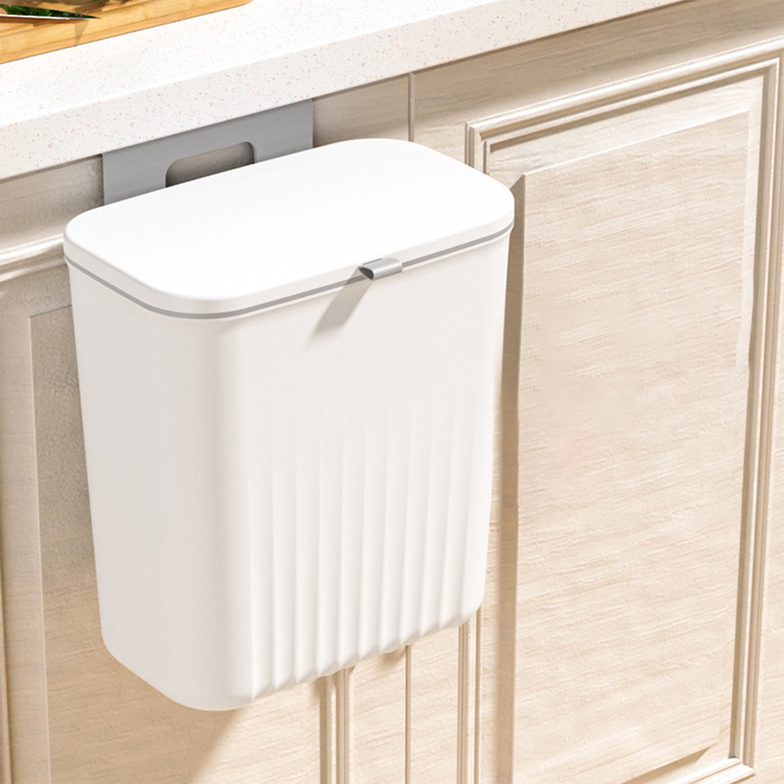 RnemiTeamo Hanging Trash Can With Lid, Kitchen Door Hanging