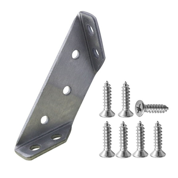 RnemiTe-amo Heavy Duty Corner Brace,Stainless Steel Steel Joint Right Angle Corner Braces with Screws,90 Degree Wall Brackets Hanger for Shelves,Tables,Dressers,Chairs,Silver (1pcs)