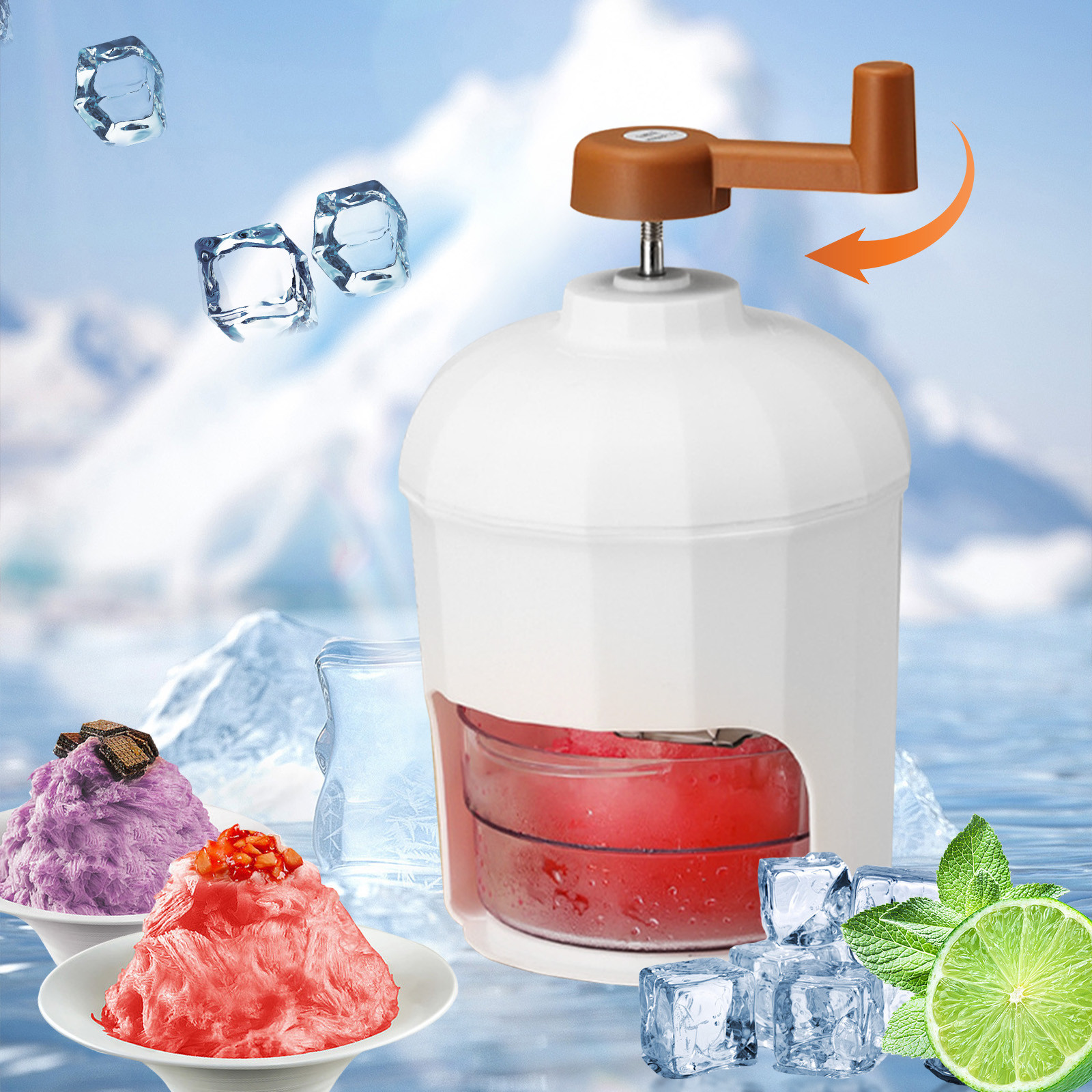 RnemiTe amo Ice Shaver And Snow Cone Machine Hand Crank Ice Crusher 