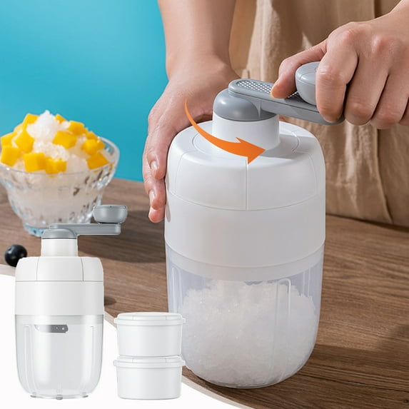 RnemiTe-amo Ice Shaver and Snow Cone Machine,Hand Crank Ice Crusher,Mini Portable Ice Shaver with Stainless Steel Blade Manual Ice Crusher for Snow Cone, Slush, Shaved Ice
