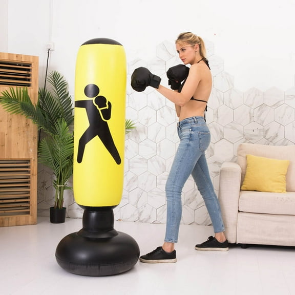 RnemiTe-amo Inflatable Boxing Punching Bag,63 inch Punching Boxing Bag for Immediate Bounce,Used to Practice Daily Boxing Activities,Taekwondo and MMA,for Suit Kids and Adults