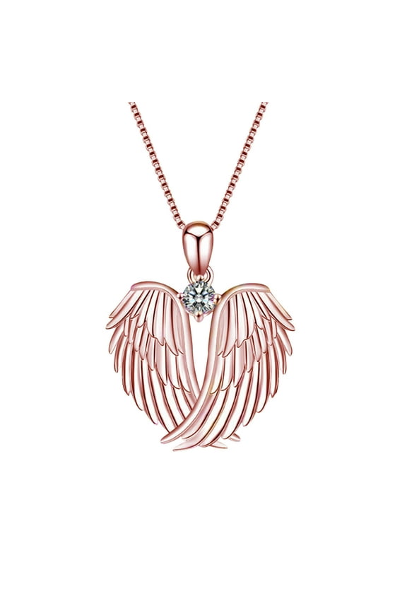 Jewelry On Clearance!Necklaces for Women Angel Wings Necklace 925 Silver Guardian Angel Wings Pendant Birthstone Necklace for Women Jewelry Gifts