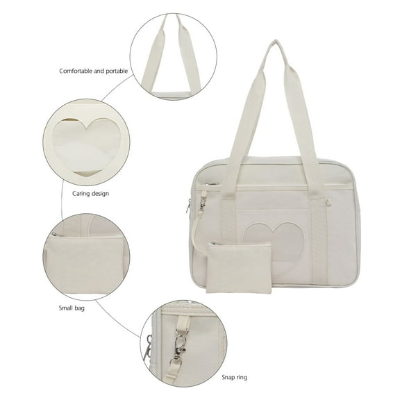 RnemiTe-amo Ladies Shoulder Bag Handheld Heart Shaped Japanese School Bag Kawaii Wallet Anime Wallet Manga Tote Bag