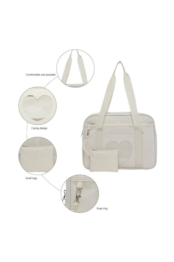 Ladies Shoulder Bag Handheld Heart Shaped Japanese School Bag Kawaii Wallet Anime Wallet Manga Tote Bag