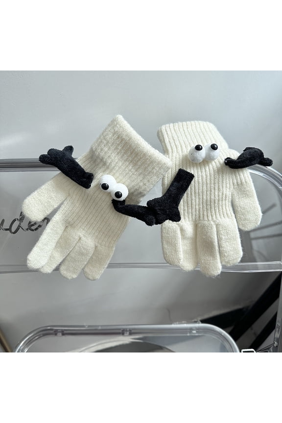Magnetic Gloves Holding Hands for Cold Weather,Soft Warm Gloves Funny Couple Gloves Friendship Gloves Gifts for Couple, Boyfriend, Best Friends