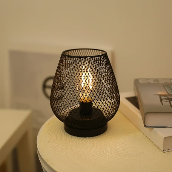 RnemiTe-amo Metal LED Lantern Battery Powered, Cordless Light With LED Edsion Style Bulb. Great For Weddings, Parties, Patio, Events For Indoors Clearance