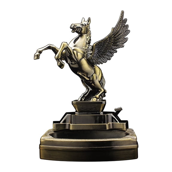 RnemiTe-amo Pegasus Shaped Novelty Cigarette Cigar Lighter Refillable Butane Gas Lighter with Ashtray Ash Tray Decorative Ashtray Sets Novelty Pegasus Shape Lighter Retro Home Decor(No Gas)
