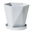 thumbnail image 1 of RnemiTe-amo Plastic Planters with Saucers Set of 2,Flower Plant Pots Modern Decorative Gardening Pot with Drainage for All House Plants, Herbs, Foliage Plant, and Seeding Nursery, 1 of 6