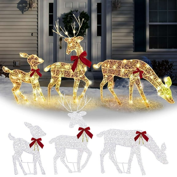 RnemiTe-amo Pre-Lit Light Up Christmas Yard Decoration,2D Waterproof Plug in Reindeer for Yard Patio Lawn Garden Party Decor for Indoor Outdoor Front Yard Porch with LED Lights, Plug, Ground Stakes