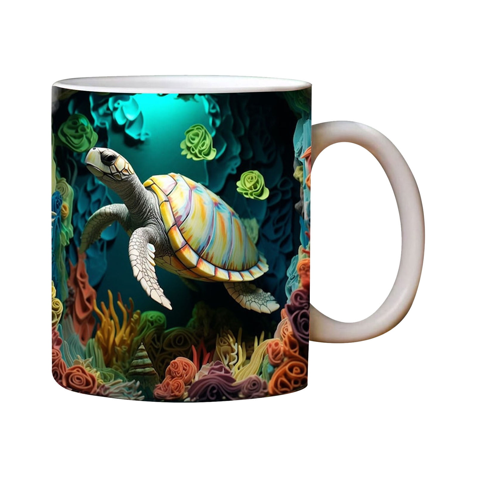 RnemiTeamo Sea Turtle Coffee Mug Ceramic Novelty Coffee Mug 3D