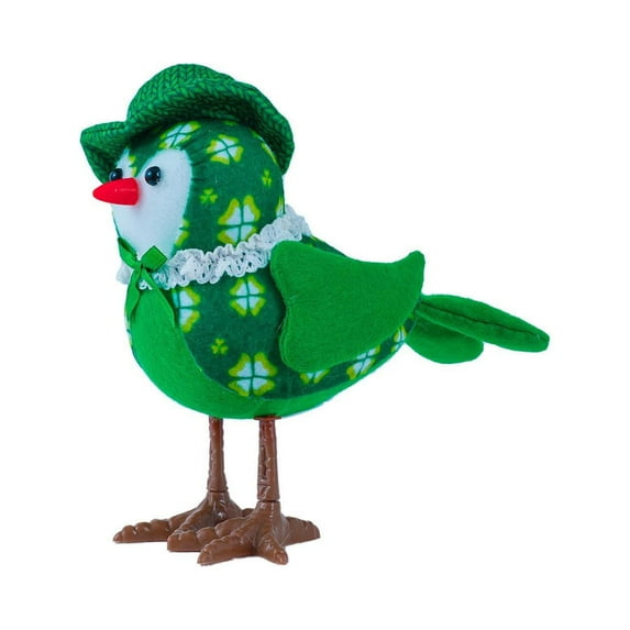 RnemiTe-amo St.Patrick's Day Glowing Birds Ornaments,Cute Plush Shamrock Green Leaves Birds Doll with Top Hat,Couple Birds with LED Lights Irish Luck Inseparable Birds Spring Table Decor Gifts