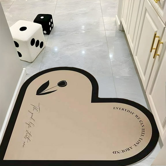RnemiTe-amo Super Absorbent Bath Mat, Valentine Heart Rug Bath Mat Valentine's Day Heart Shaped Door Mat Bathroom Heart Mat Heart Area Rug Set for Shower Bedroom Kitchen Shaped Decor,16"x16"
