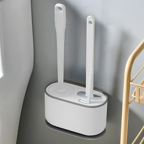 RnemiTe-amo Toilet Bowl Brush And Holder With 3 Type Brush(Round Silicone Brush + Flat Silicone Brush + Slit Brush) Toilet Bowl Brush Clean Every Corner Of The Toilet