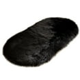 thumbnail image 1 of RnemiTe-amo Ultra Soft Fluffy Bedroom Rugs, Oval Fluffy Ultra Soft Area Rugs for Bedroom Plush Shaggy Carpet for Kids Room Bedside Nursery Mats,24"x35",Black, 1 of 2