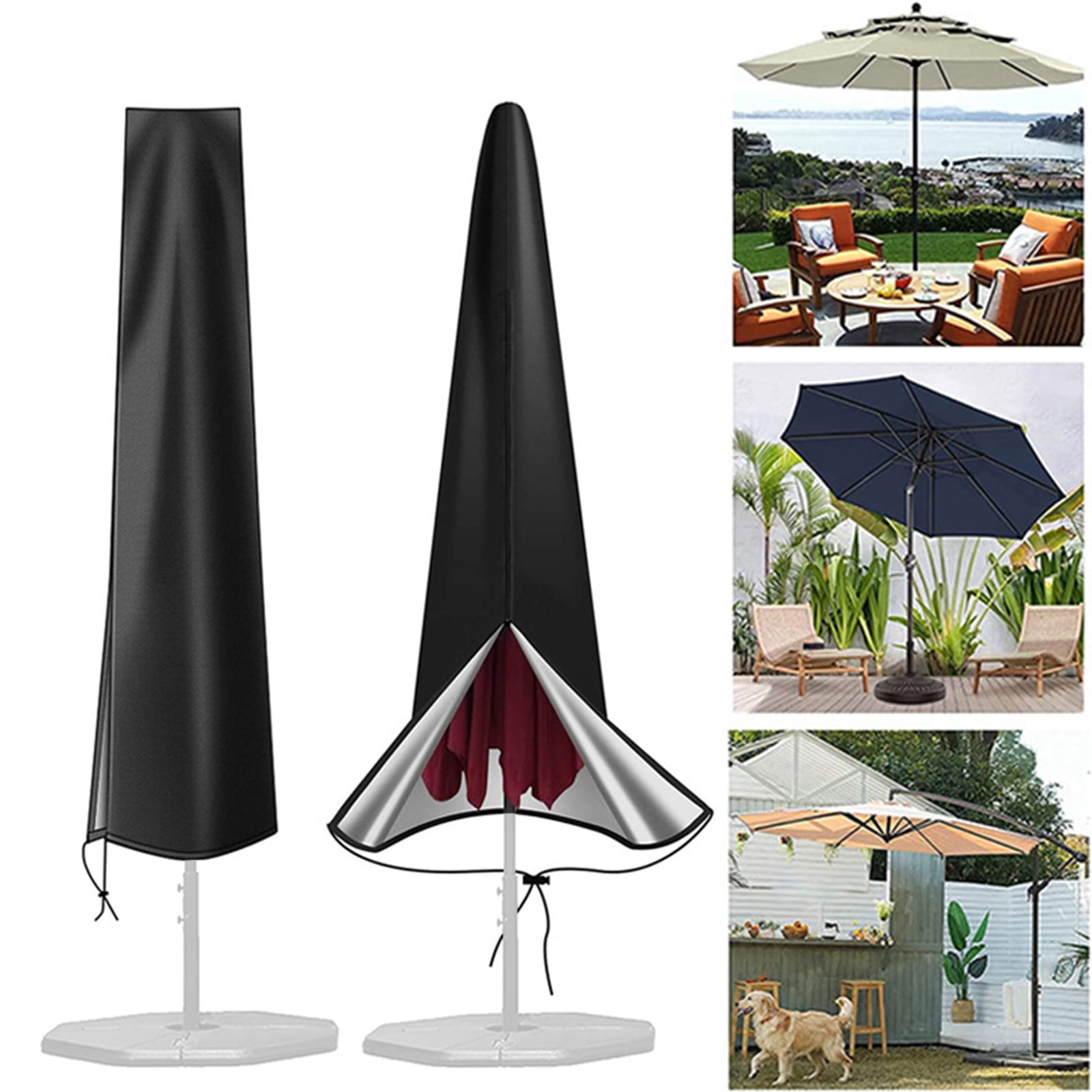 commercial wind resistant patio umbrella Commercial 15 ft Triple Head Patio Umbrella with Crank and Easy Lift Function