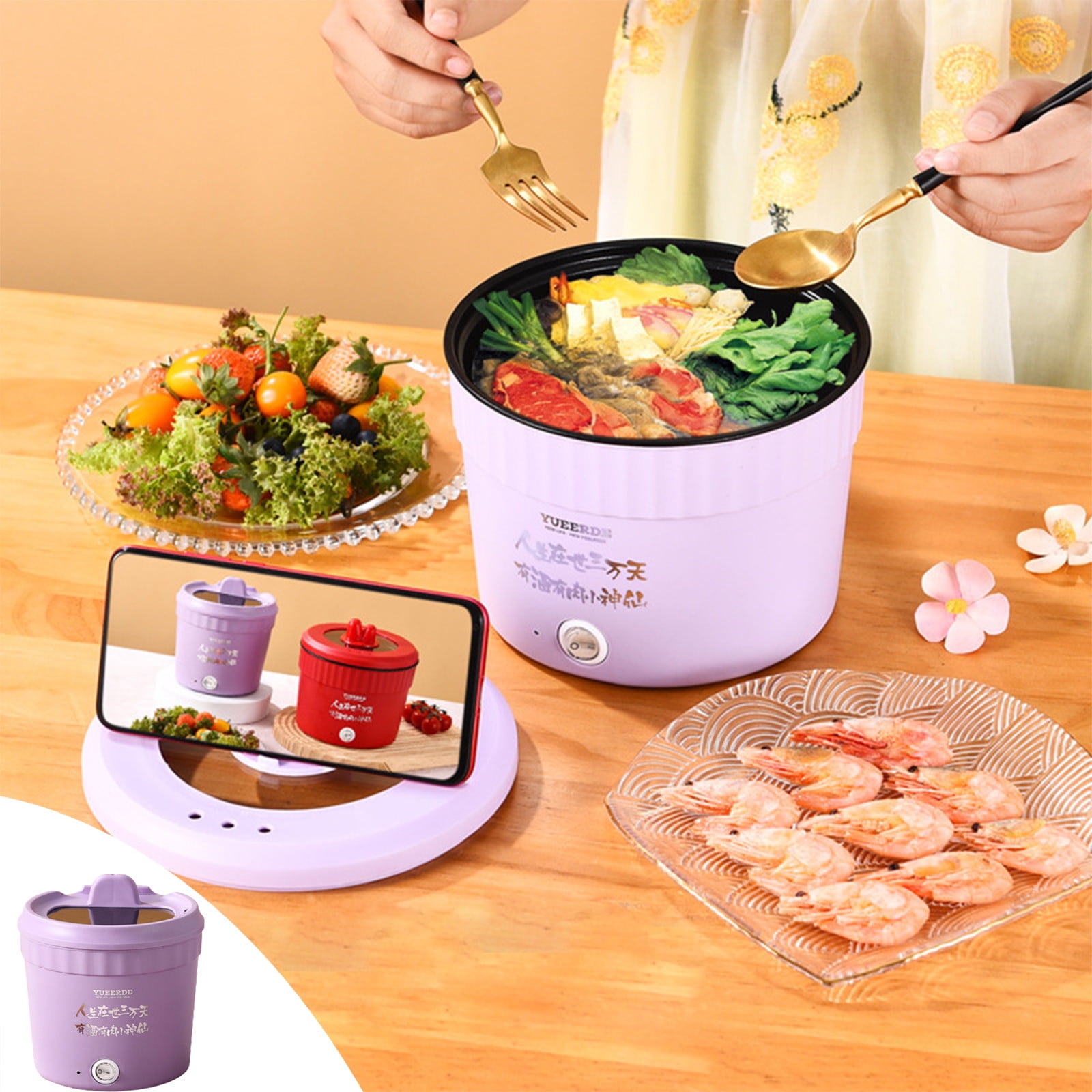 Kitchen Appliances 1.2L Portable Mini Rice Cooker Full Plastic