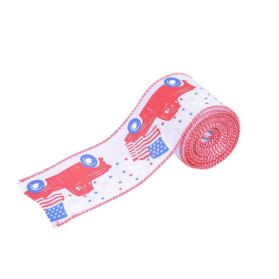 RnemiTe-amoIndependence Day Wired Ribbons,2.5 Inch Patriotic Wired Edge Ribbon Stars Stripes Blue Red White Independence Day Ribbon Decorative Ribbon for Holiday Party 4th/Fourth of July DIY Craft