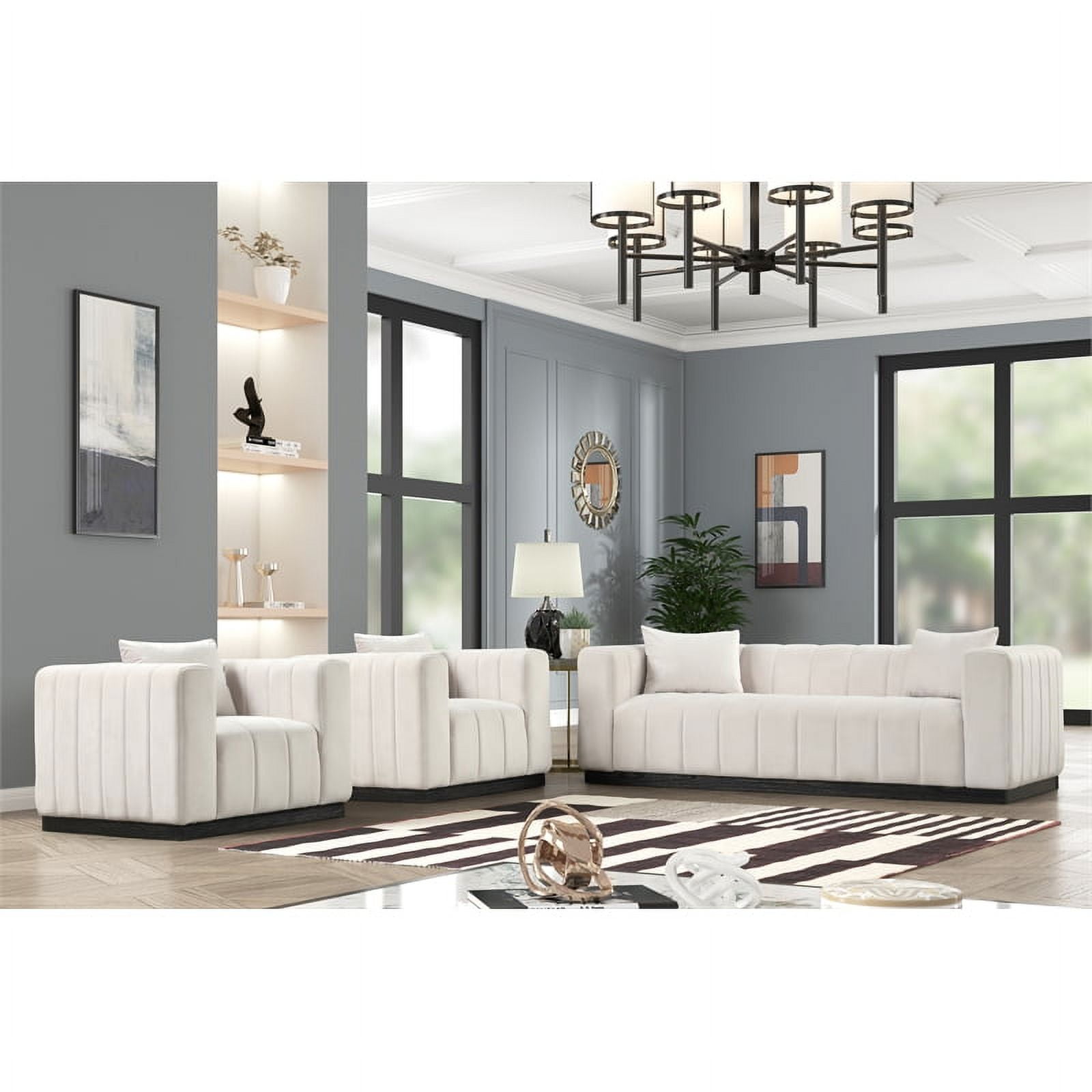 Sofa 3 2 1 Angebote Rnfurnishings 3-PC Living Room Furniture Velvet Sofa+2-Armchairs Set