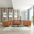 thumbnail image 1 of Rnfurnishings3-PC LeatherGel Living Room Loveseat+2 chairs Set-Saddle Brown, 1 of 7