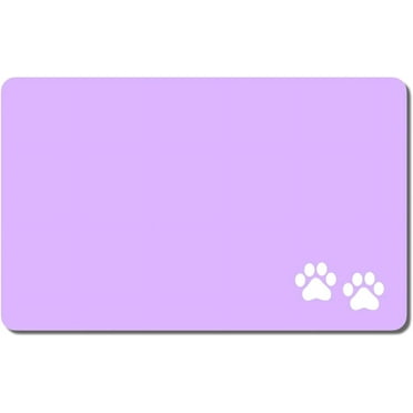 Rnivvi Dog Food Mat, 12" x 19" Footprint Absorbent Dog Cat Bowl Mat for Food and Water, Cute Anti-Slip Rubber Pet Feeding Rug Protect Floors, Puppy Placemat for Feeding & Watering Supplies, Purple
