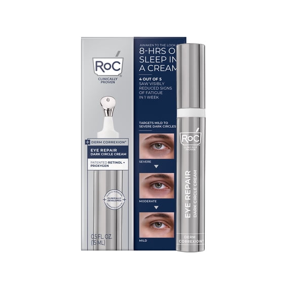 RoC Derm Correxion Eye Repair Dark Circle Cream, Patented Clinical Retinol + Niacinamide, Fragrance-Free & Paraben-Free, 0.5 fl oz (15 mL)