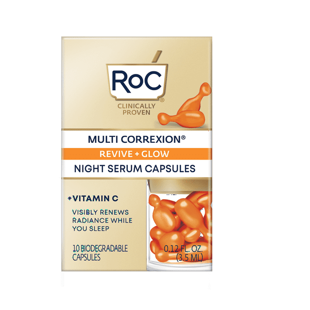 RoC Multi Correxion Revive + Glow Vitamin C Night Serum Capsules, All