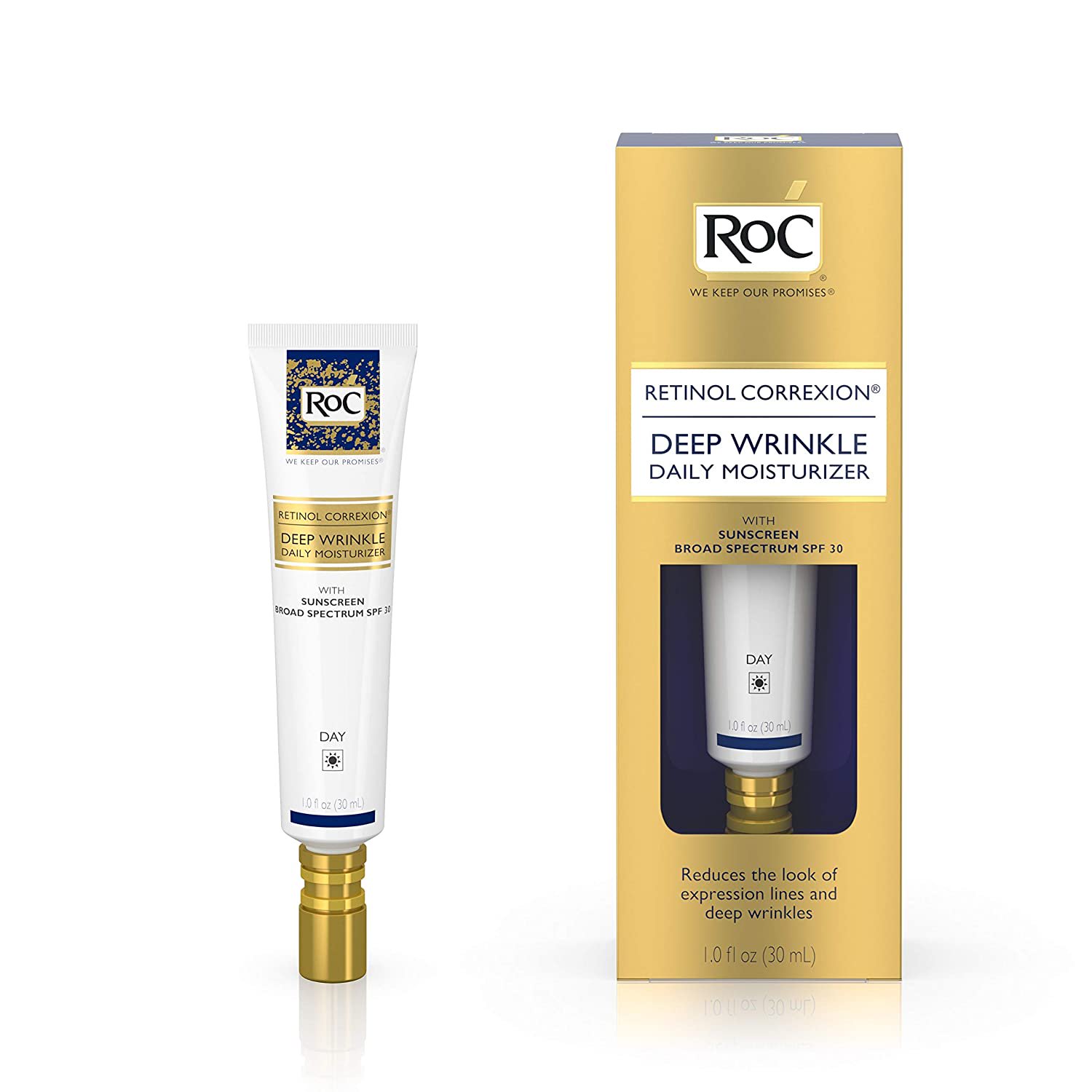 RoC Retinol Correxion Deep Wrinkle Daily Moisturizer Cream, SPF 30, 1 fl oz - image 1 of 2