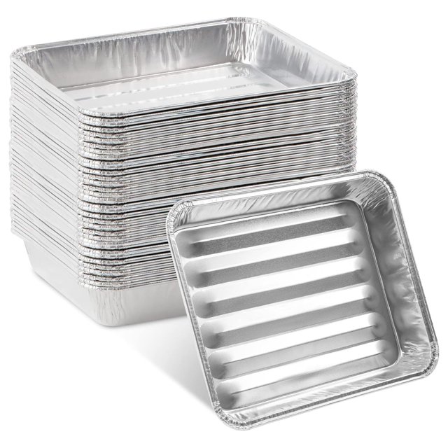 RoLinsc 50 Pack Disposable Aluminum Grill Liners Toppers Aluminum