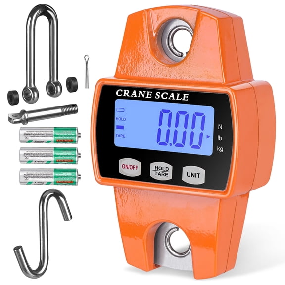 RoMech 660 lb Digital Hanging Scale, Cast Aluminum Mini Crane Scale, Precision Digital Scale, Orange